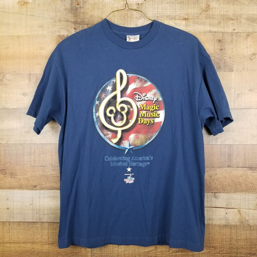 Walt Disney World Men Xl Blue Magic Music Day Celebrating America Music Heritage
